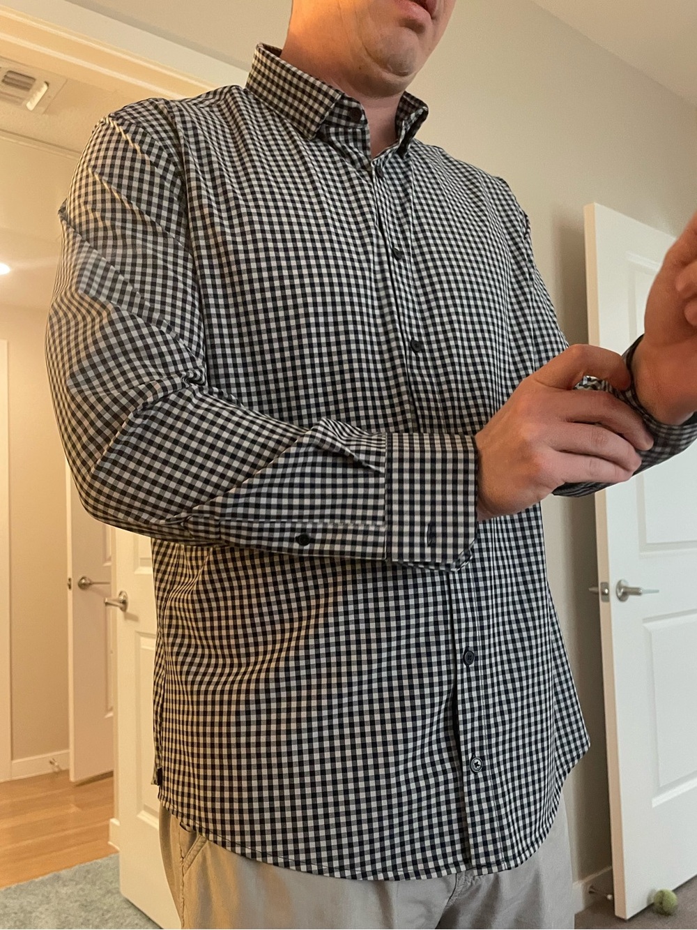 Mizzen+Main Black and White Gingham Long-Sleeve Shirt - Picture 1 of 4